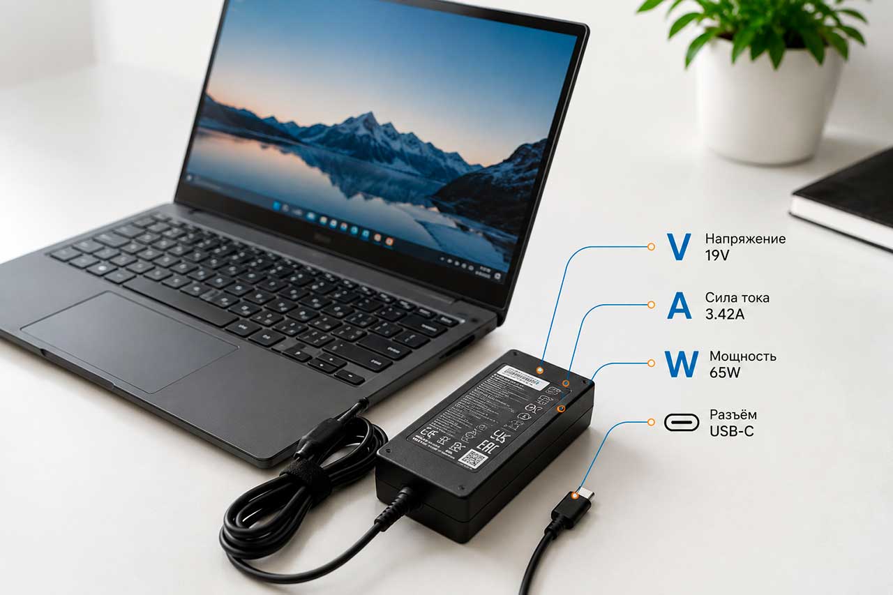 Подбор блока питания для ноутбука — напряжение, мощность, разъём и USB-C