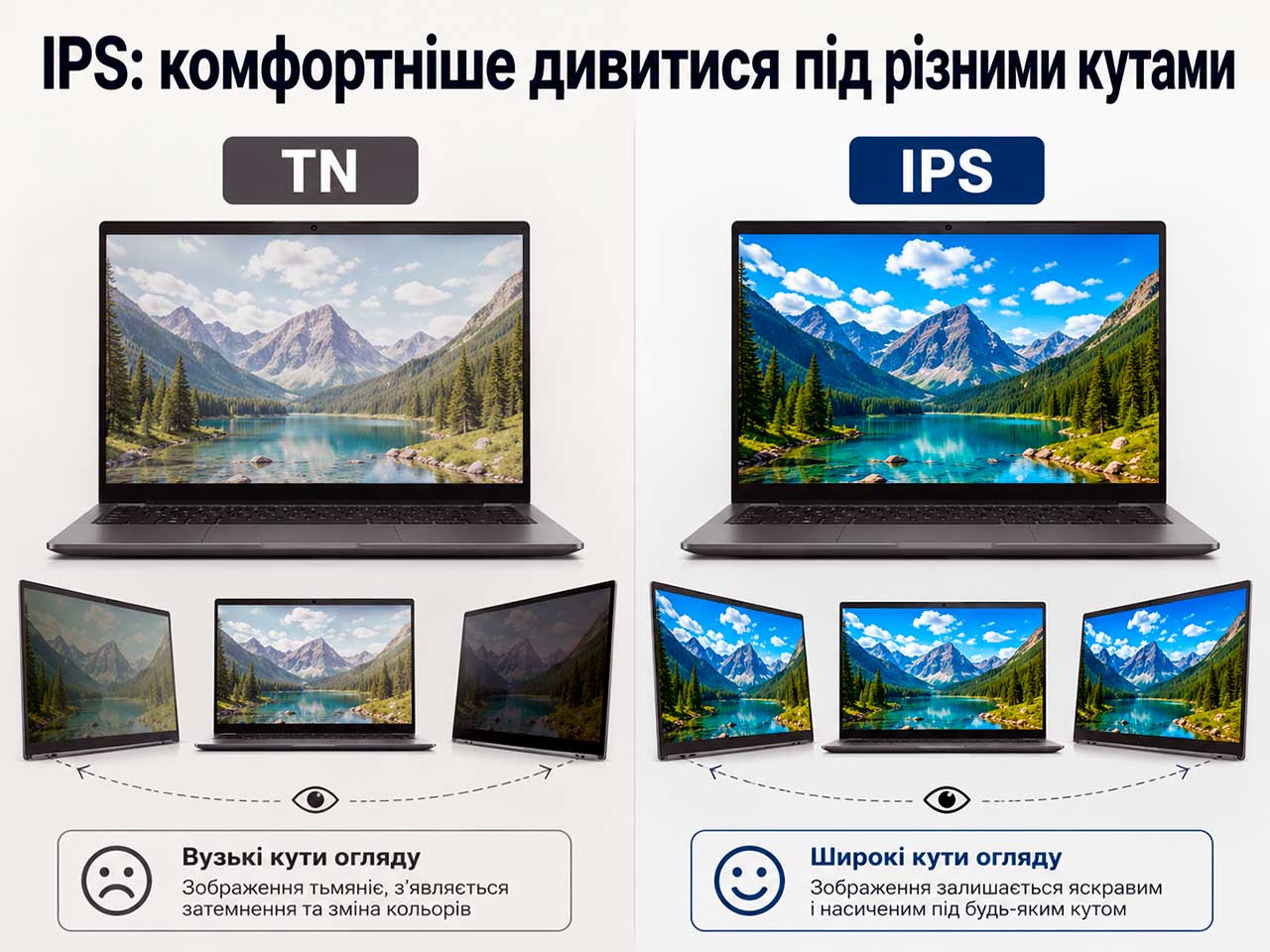 IPS матриця N156HCA-EAB з широкими кутами огляду порівняно з TN
