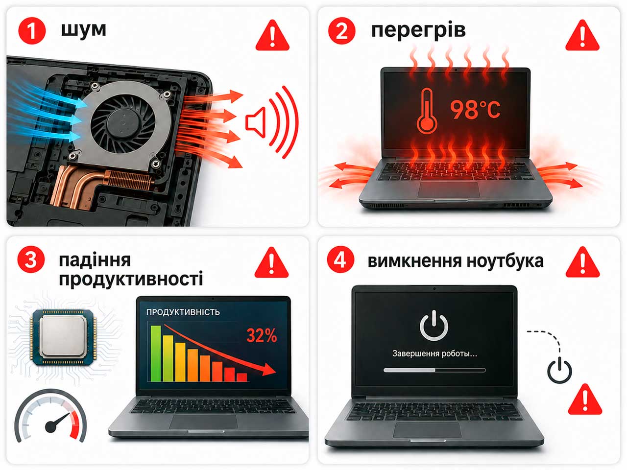Симптоми несправного кулера Asus TUF Gaming: шум і перегрів